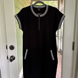 Peace of Cloth Black Midi Dress with White Accents